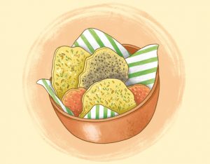 Chips di formaggio con semi di sesamo e di papavero